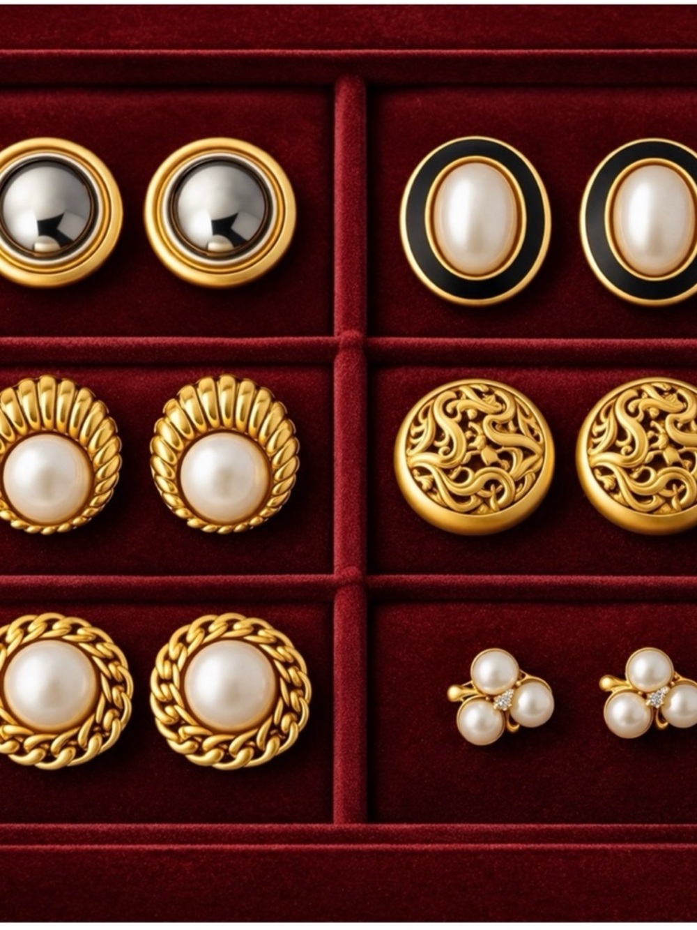 Vintage 1980s Gold Pearl Earrings Lot 6 Designer Jewelry Nordstrom Dynasty